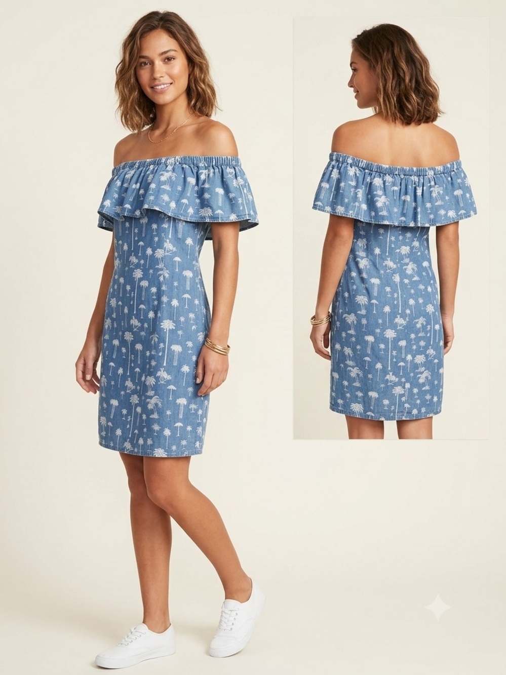 love, Fire Light Blue Ruffled Off-Shoulder Dress NWT M COASTAL